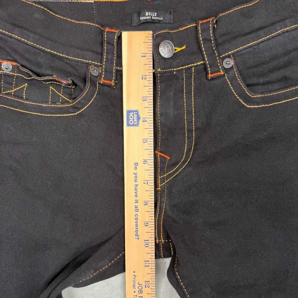 True Religion Billy Relaxed Bootcut Jeans Black Orange Contrast Stitch Mens 31 - Picture 14 of 15
